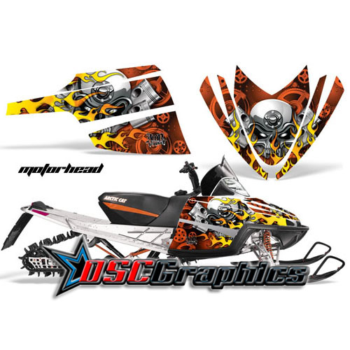 Snow Mobile Red Motorhead Graphic Stickers Fit Arctic Cat M Series