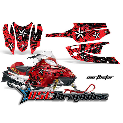 Arctic Cat Sabercat F6 Snow Mobile Red North Star Vinyl Wraps