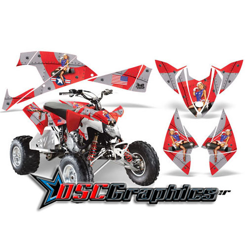 2009-2011 Polaris Outlaw 500 Four Wheeler Red T-Bomber Vinyl Stickers