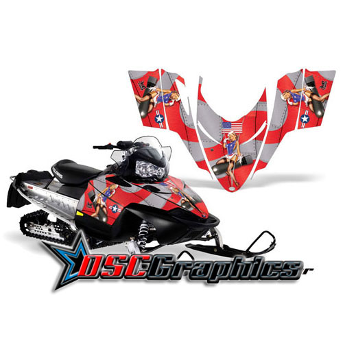 Polaris Snow Mobile Red T-Bomber Vinyl Graphics Fit Shift