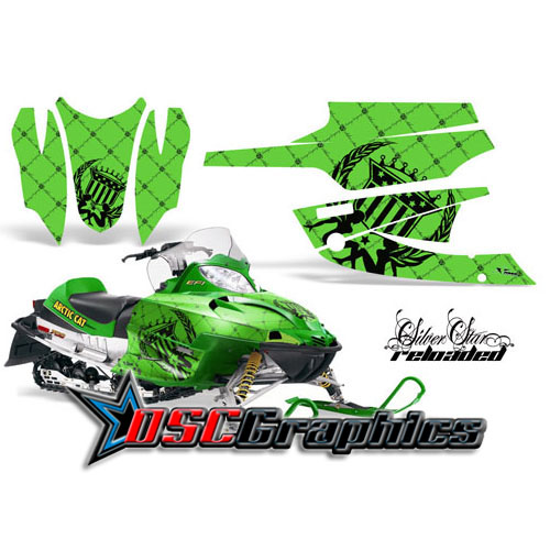 Arctic Cat Snow Mobile Green Reloader Graphic Stickers Fit Sabercat F7