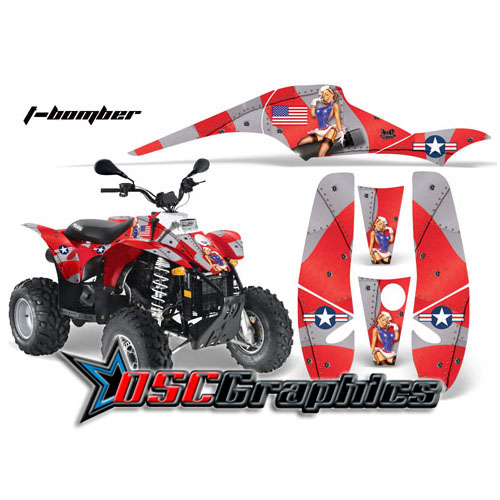 Polaris Trailblazer 200 2002-2007 Quad Red T-Bomber Vinyl Graphics