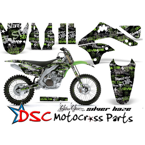 Kawasaki KXF450 2006-2008 Motorcycle Green Silver Haze Graphic Kit