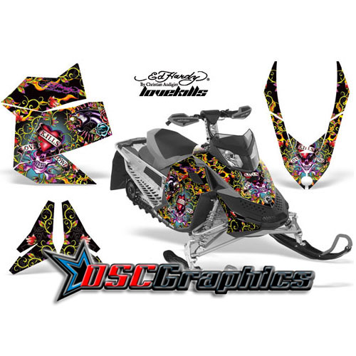 Ski Doo Rev XP Snow Mobile Black LoveKills Vinyl Graphics