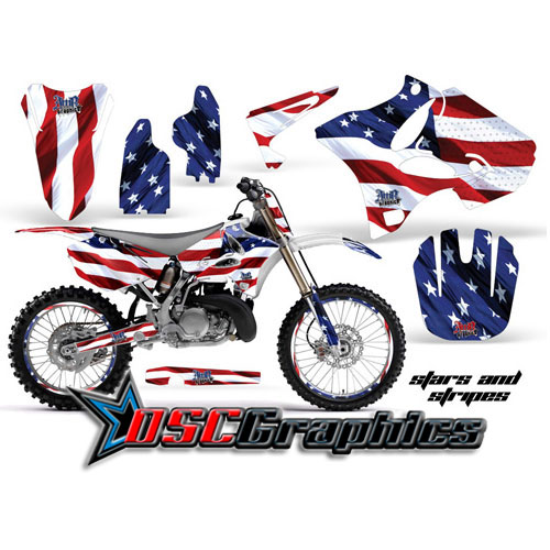 1996-2001 Yamaha Banshee YZ125 Motocross Stars And Stripes 2 Stroke Vinyl Graphic Kit