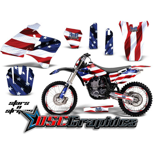 Yamaha Banshee YZ Motocross Stars And Stripes 4 Stroke Graphic Kit Fits 2001-2002