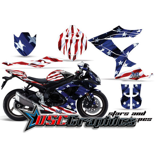 Suzuki GSXR 600 2008-2010 Sport Bike Stars And Stripes Graphic Kit