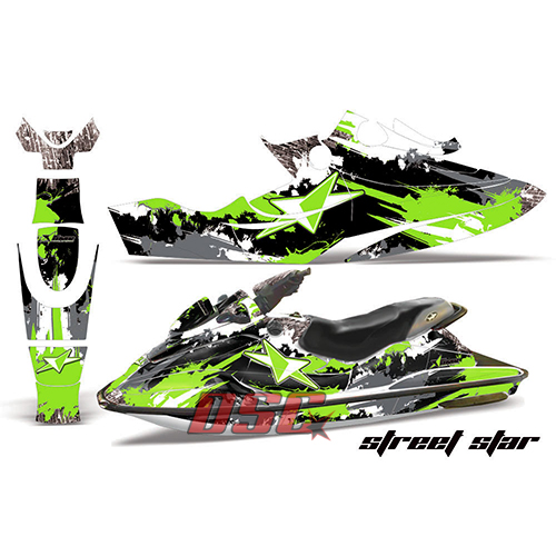 Street Star Green Jet Ski Vinyl Graphic Wrap Kit 1996-1999 Sea Doo Bombardier GSX