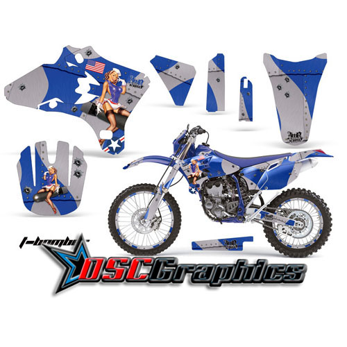 2003-2004 Yamaha Banshee WR450F Motocross Blue T-bomber Graphic Sticker Kit