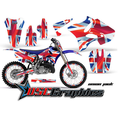 1996-2001 Yamaha Banshee YZ125 Motocross Red Union Jack 2 Stroke Vinyl Graphic Kit