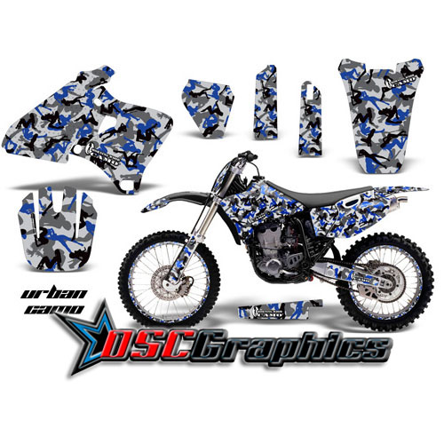 Yamaha Banshee YZ Motocross Blue Urban Camo 4 Stroke Graphic Kit Fits 2001-2002