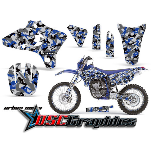 Yamaha Banshee WR450F Motocross Blue Urban Camo Graphic Sticker Kit Fits 2003-2004