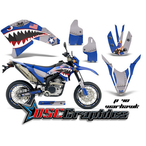 2007-2008 Yamaha Banshee WRX Motocross Blue Warhawk Sticker kit