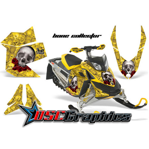 Ski Doo Snow Mobile Yellow Bone Collector Vinyl Wraps Fit Rev XP