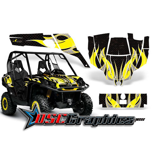 CanAm BPR Commander 800 2011 Side X Side Yellow Tribal Flames Vinyl Graphics Kit