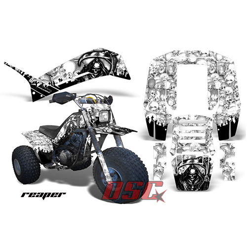 Reaper White Graphic Wrap Kit Three Wheeler DX 225 Shaft 1983-1985 Yamaha